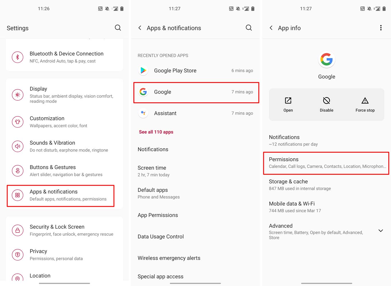 disable microphone permissions for google app