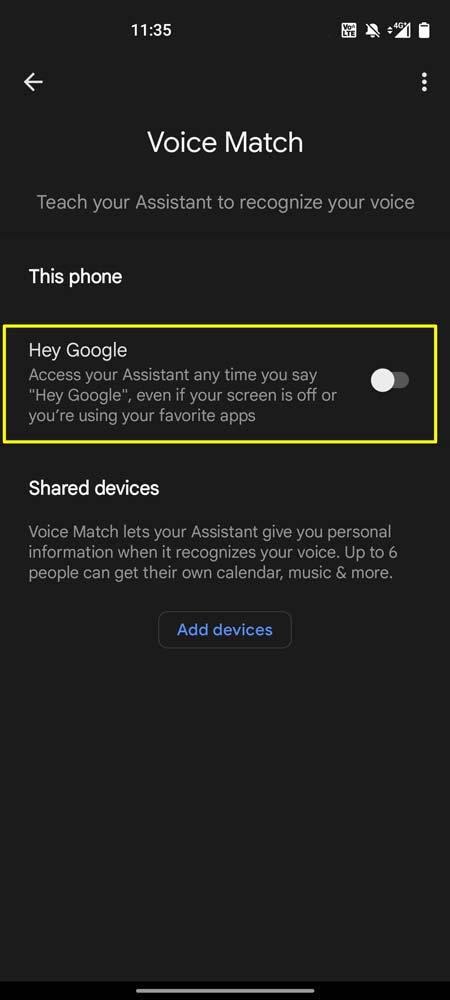 turn off voice access for google assistant 1